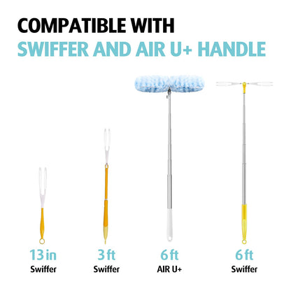 6 ft Extendable Duster Handle with 20 Refills, Compatible with Swiffer, Disposable Microfiber Dusting Pads for Home Cleaning, Ceiling, Fan, Window, Hard-to-Reach Areas