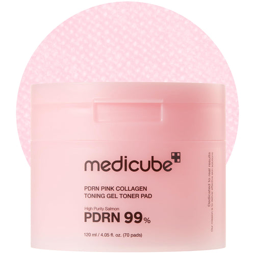 medicube Salmon DNA PDRN Pink Collagen Jelly Pad | Korean Gel Toner Pads with Niacinamide, Madecassoside, Retinol | Soothing, Radiance&Uneven Skin Tone | Korean Skin Care | 70Pads