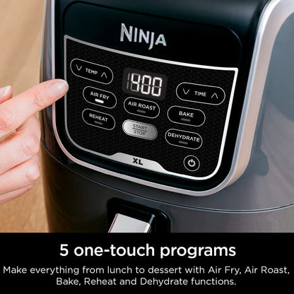 Ninja Air Fryer XL, 5.5 Qt. Capacity that can Air Fry, Air Roast, Bake, Reheat & Dehydrate, with Dishwasher Safe, Nonstick Basket & Crisper Plate and a Chef-Inspired Recipe Guide, Grey, AF150AMZ