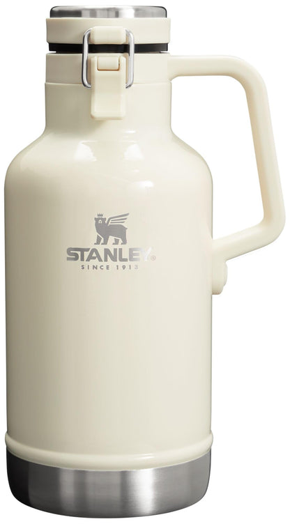 Stanley Classic Easy-Pour Growler 64 oz | Keeps Beer Cold or Coffee Hot | Leakproof Steel Lined Lid and Easy to Carry Handle | Insulated Stainless Steel | BPA-Free | Cream Gloss