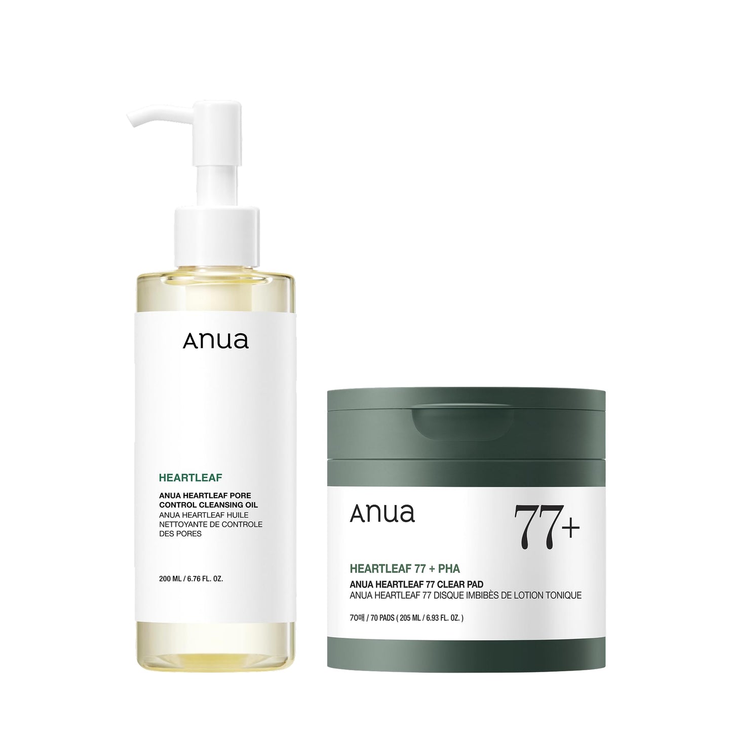 Auna Deep Pore Treatment Duo Heartleaf Pore Control Cleansing Oil, Heartleaf 77 Toner Pad, Exfoliating Facial Pads, After-Cleansing for Gentle Facial Care, Korean Skincare set