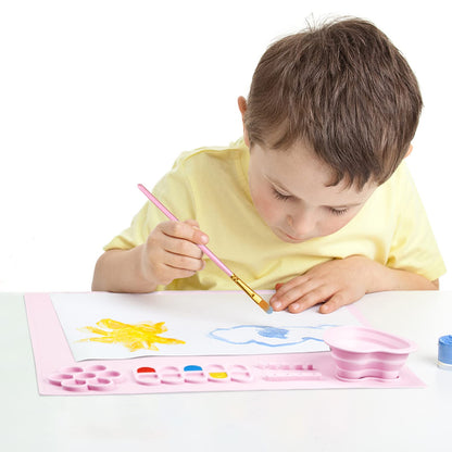 Paint Palette,Thick Silicone Craft Mat with Magnetic Pop-Up Water Cup,20×16 inches Large Silicone Mat for Painting,Sculpting,Resin Crafting,Clay and Play-Doh,Hot Glue Projects,for Adults and Kids