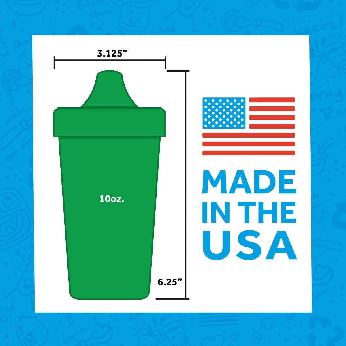 Re-Play Made in USA 2 Convertible Cups for Toddlers with Sippy Cup and Straw Cup Lids - 2 Plastic 10 Oz. Toddler Cups, 2 Hard Sput Sippy Cup Lids, 2 Straw Cup Lids and 2 Bendy Straws - Sand