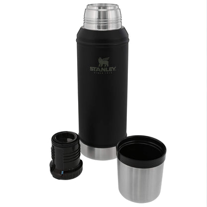 Stanley Classic Legendary Vacuum Bottle 1.0 qt | Wide Mouth with Leakproof Cup Lid | Keep Drinks Hot or Cold | Packable for Travel | Insulated Stainless Steel Thermal Bottle | BPA-Free | Matte Black