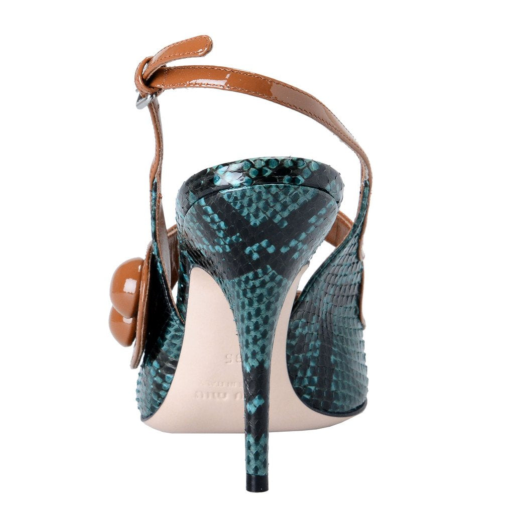 Miu Miu Women's Python Leather High Heel Slingbacks Pumps Shoes US 5 IT 35; Multi-Color
