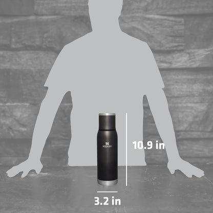 Stanley Adventure-To-Go Vacuum Bottle 25 oz | Wide Mouth with Leakproof Cup Lid | Keep Drinks Hot or Cold | Packable for Travel | Insulated Stainless Steel Thermal Bottle | BPA-Free | Charcoal Glow