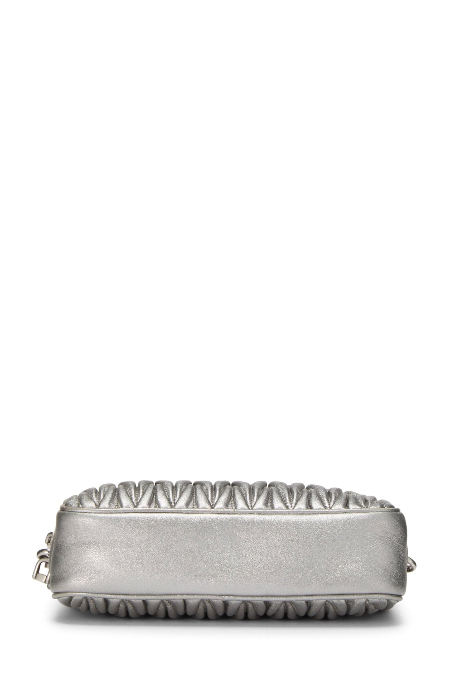 Miu Miu, Pre-Loved Silver Nappa Double Zip Camera Crossbody Bag, Silver
