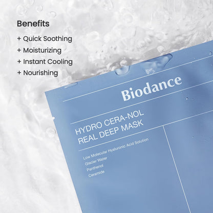 BIODANCE Hydro Cera-nol Real Deep Mask, Overnight Hydrogel Mask, Hydrating Facial Mask For Sensitive Skin, Redness Reducing & Quick Soothing Effect, 1.19oz(34g) x 4ea