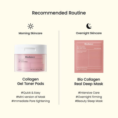 Biodance Collagen Gel Toner Pads, Pore Minimizer for Face, Improving Elasticity, Gentle Exfoliating Korean Toner Pads for Sensitive Skin, 4.93 fl.oz.(140g)*60Pads