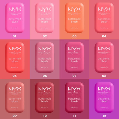 NYX PROFESSIONAL MAKEUP Buttermelt Powder Blush, Fade and Transfer-Resistant Blush, Up to 12HR Make Up Wear, Vegan Formula - For The Butta