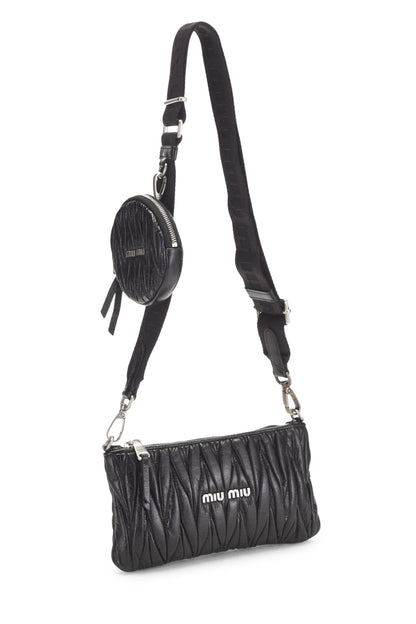 Miu Miu, Pre-Loved Black Nappa Crossbody, Black