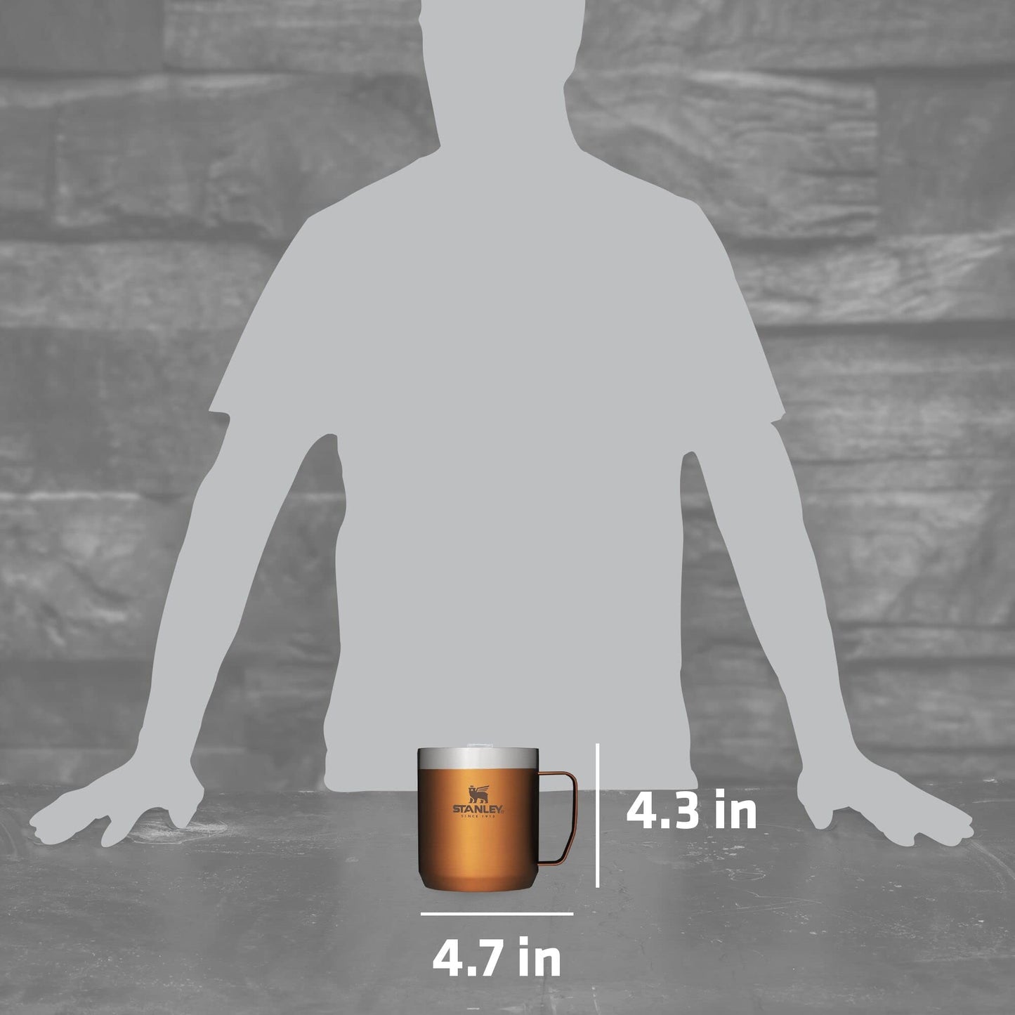 Stanley Stay-Hot Camp Mug 12 oz | Press Fit Drink Through Lid | Cup for Coffee, Tea and Drinks | Insulated Stainless Steel Coffee Mug | BPA-Free | Maple