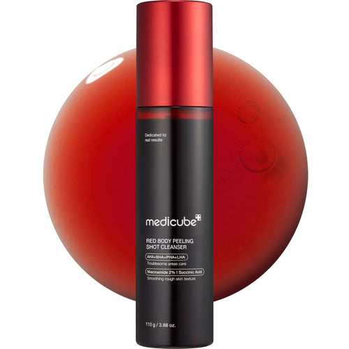 medicube Red Body Peeling Shot, AHA + BHA Exfoliating Body Spray for Summer-Ready Smooth Skin, Treats Strawberry Skin, Bumps & Breakouts, 3.88 oz