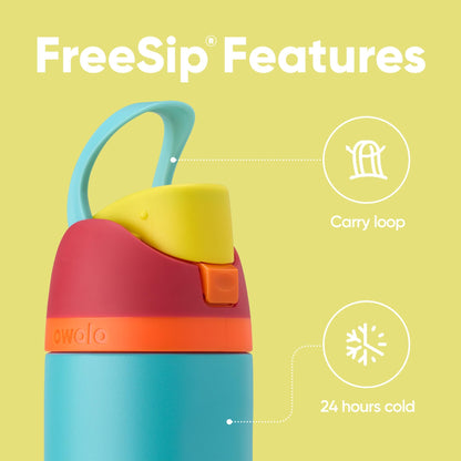 Owala FreeSip Insulated Stainless Steel Water Bottle with Straw, BPA-Free Sports Water Bottle, Great for Travel, 24 Oz, Summer Sweetness