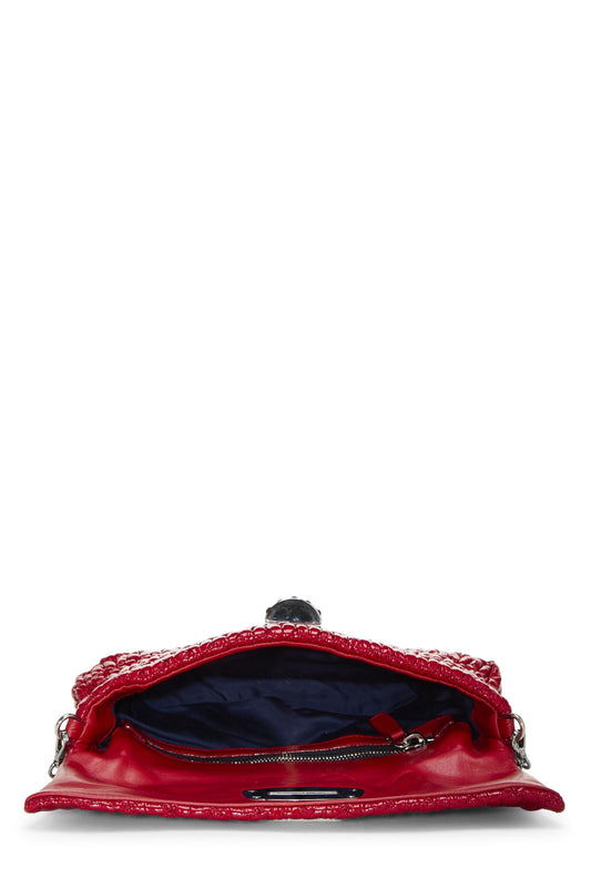 Miu Miu, Pre-Loved Red Nappa Crystal Flap Shoulder Bag, Red
