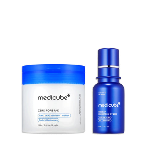 medicube Daily Toner Pads with Exosome 2000 for Pore Care: medicube Zero Pore Pads 2.0 and Zero Exosome Shot 2,000 PPM Spicule Facial Serum