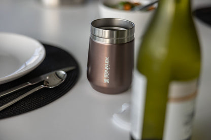 Stanley GO Everyday Wine Tumbler 10 oz | Press Fit Drink Through Lid | Beverage, Coffee, and Cocktail Cup | Insulated Stainless Steel Wine Glass | BPA-Free | Rose Quartz Glow