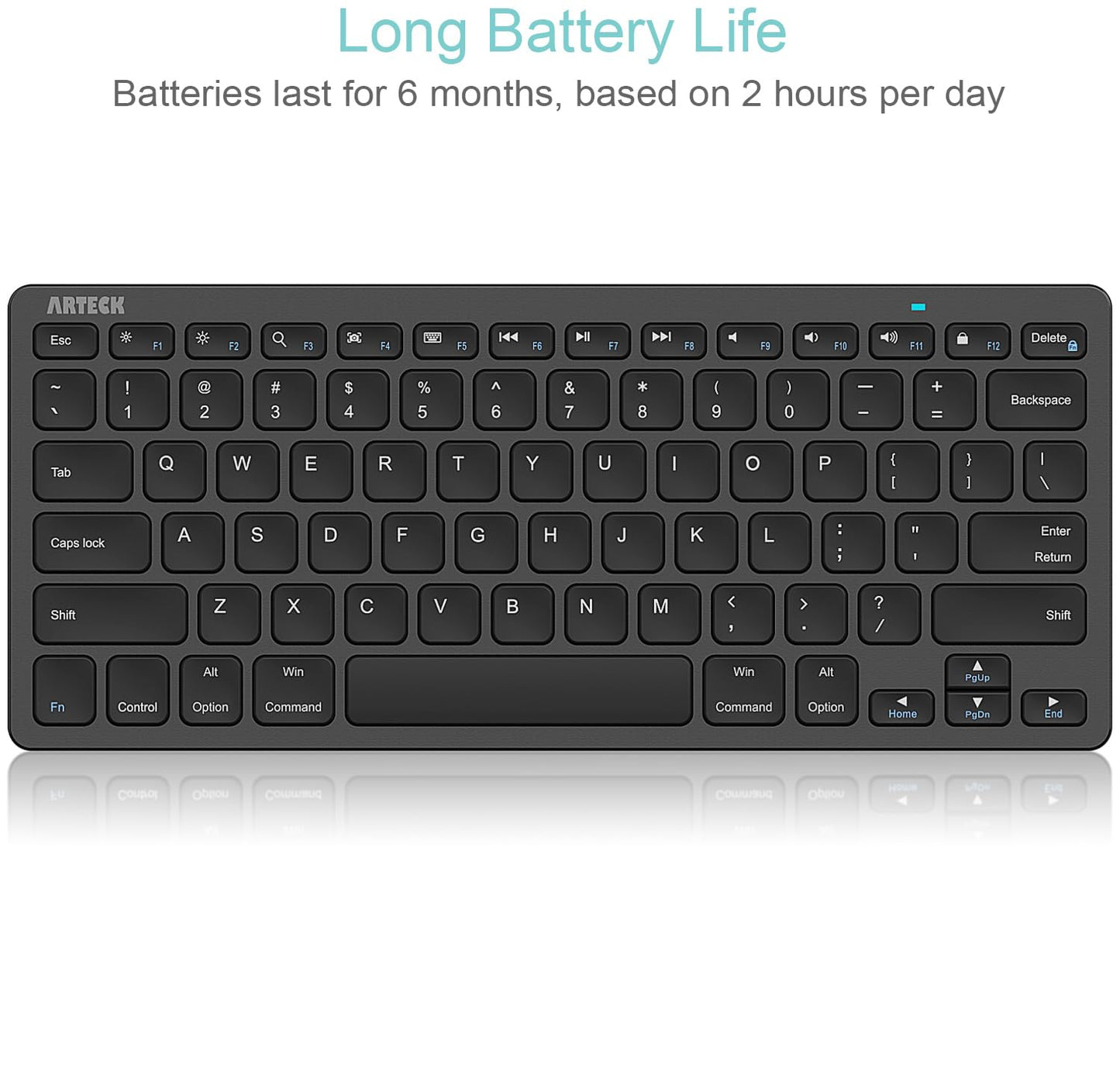 Arteck Ultra-Slim Bluetooth Keyboard Compatible with iPad 10.2-inch/iPad Air/iPad 9.7-inch/iPad Pro/iPad mini, iPhone and Other Bluetooth Enabled Devices Including iOS, Android, Windows, Black