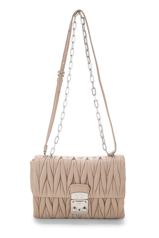 Miu Miu, Pre-Loved Pink Nappa Matelassé Shoulder Bag, Beige
