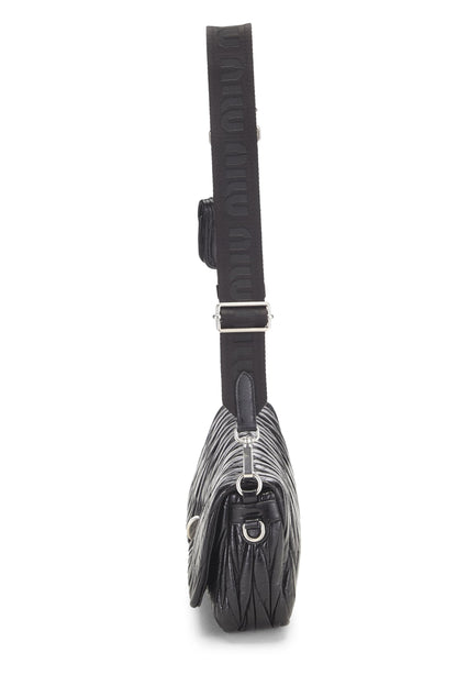 Miu Miu, Pre-Loved Black Nappa Crossbody, Black
