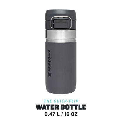 STANLEY Quick Flip Stainless Steel Water Bottle .71L / 24OZ Charcoal – Leakproof Insulated Water Bottle - Push Button Locking Lid - BPA-Free Thermos Flask - Cup Holder Compatible - Dishwasher Safe