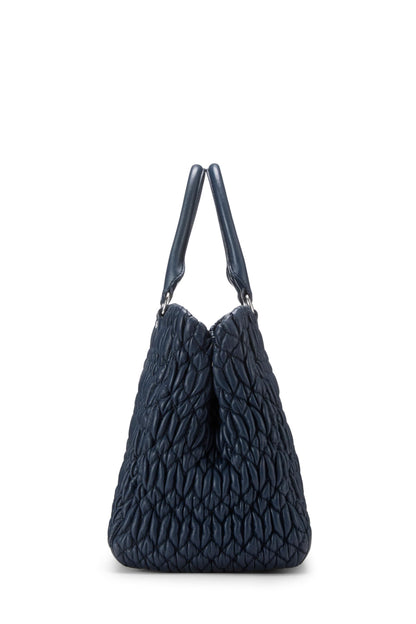 Miu Miu, Pre-Loved Navy Nappa Convertible Top Handle Bag Small, Navy