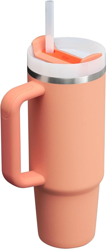 STANLEY Nectarine Quencher H2.0 FlowState Stainless Steel Vacuum Insulated Tumbler with Lid and Straw for Water, Iced Tea or Coffee (Nectarine, 40 oz)