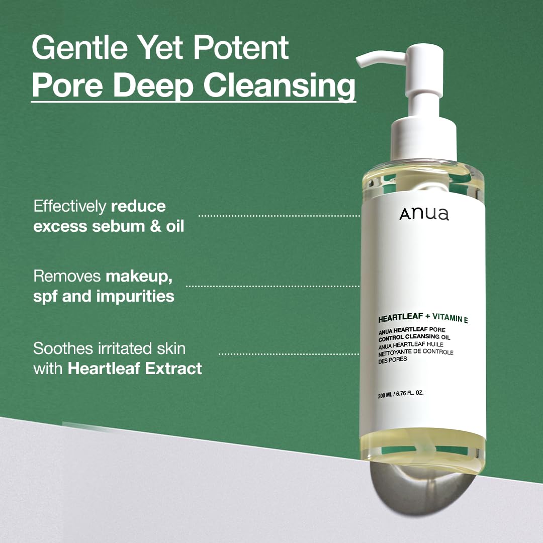 Auna Deep Pore Treatment Duo Heartleaf Pore Control Cleansing Oil, Heartleaf 77 Toner Pad, Exfoliating Facial Pads, After-Cleansing for Gentle Facial Care, Korean Skincare set