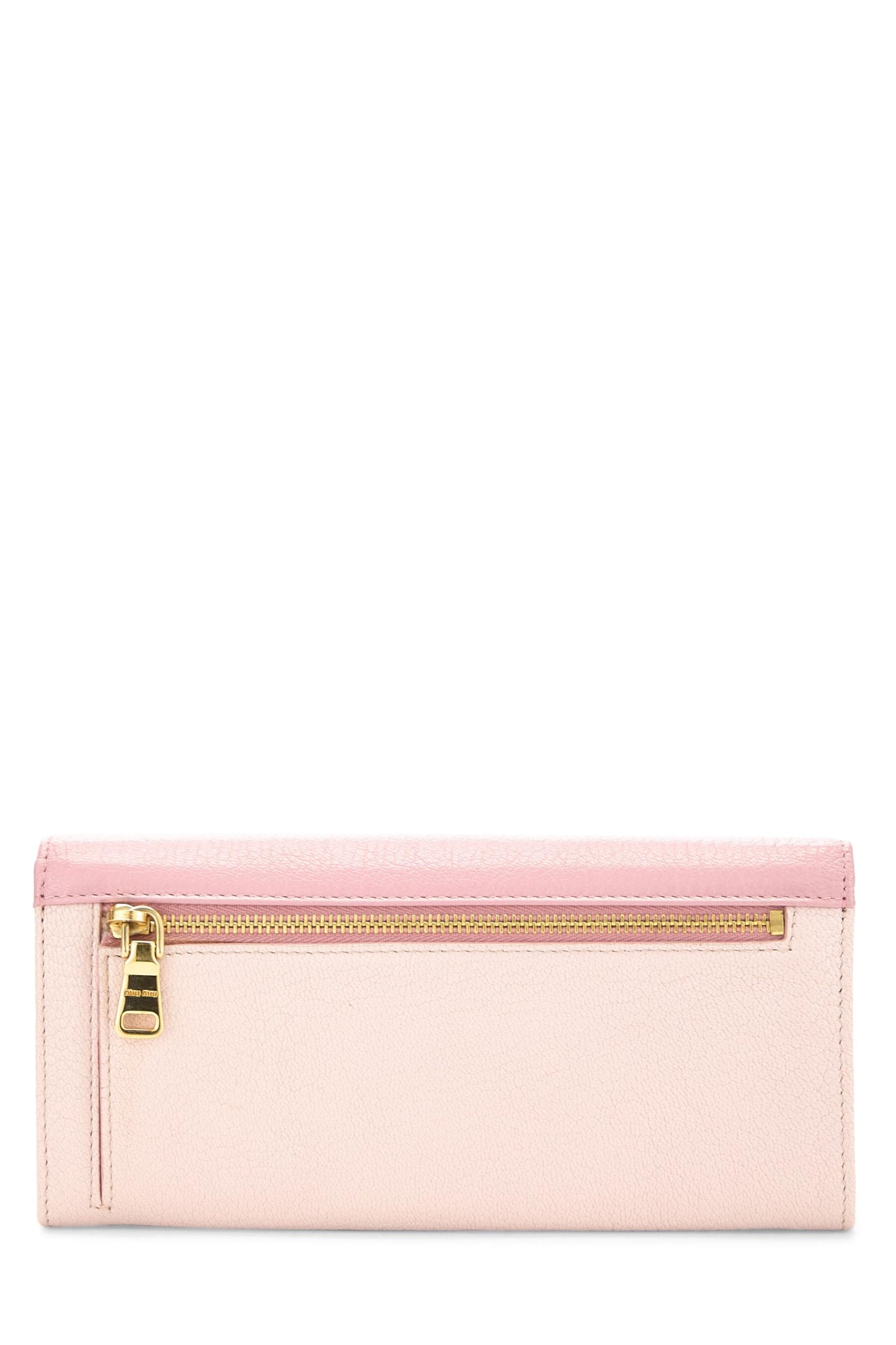Miu Miu, Pre-Loved Yellow Calfskin Continental Wallet, Pink