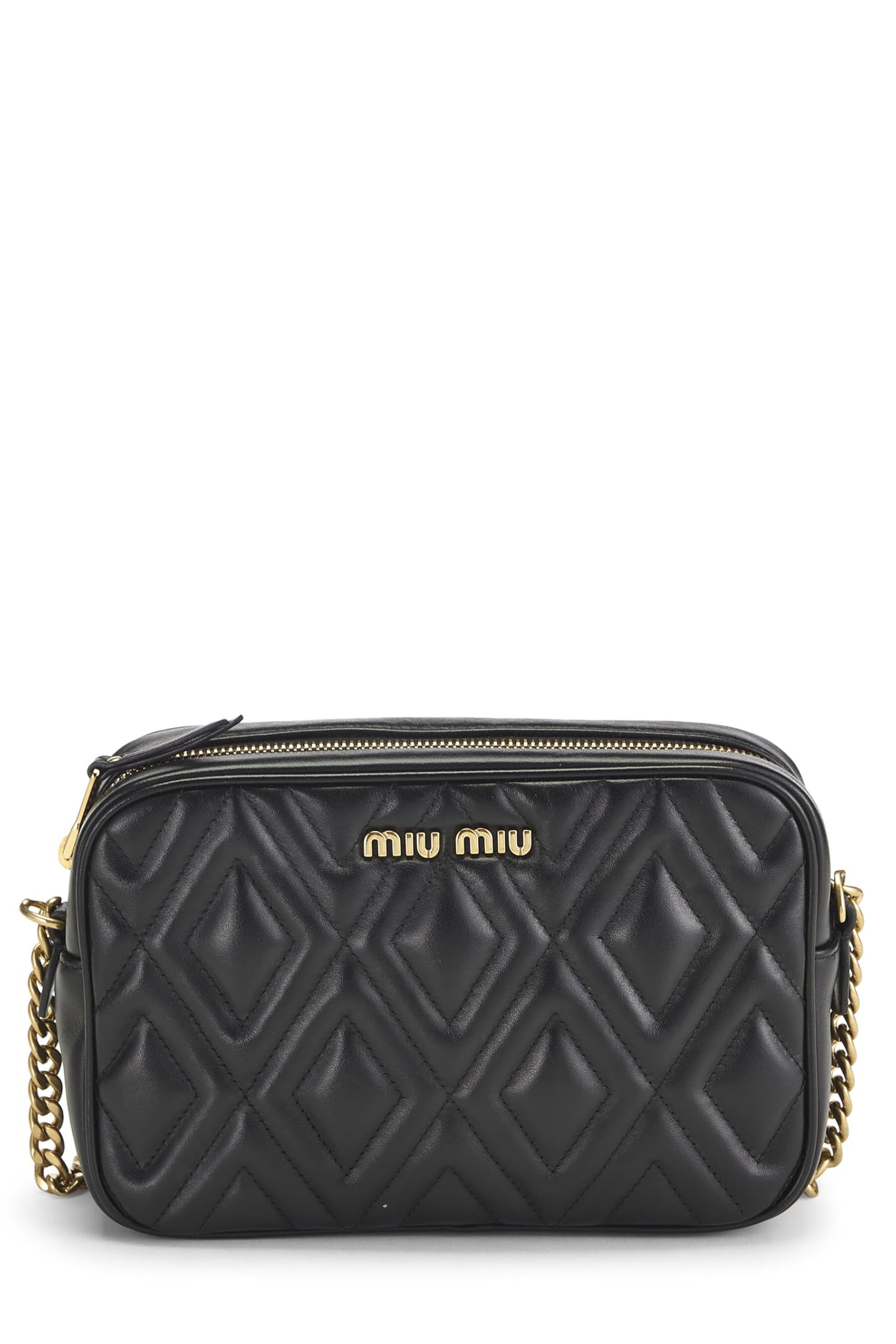 Miu Miu, Pre-Loved Black Nappa Matelassé Camera Bag, Black