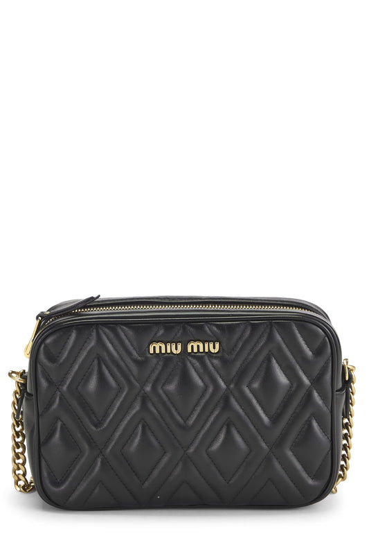 Miu Miu, Pre-Loved Black Nappa Matelassé Camera Bag, Black