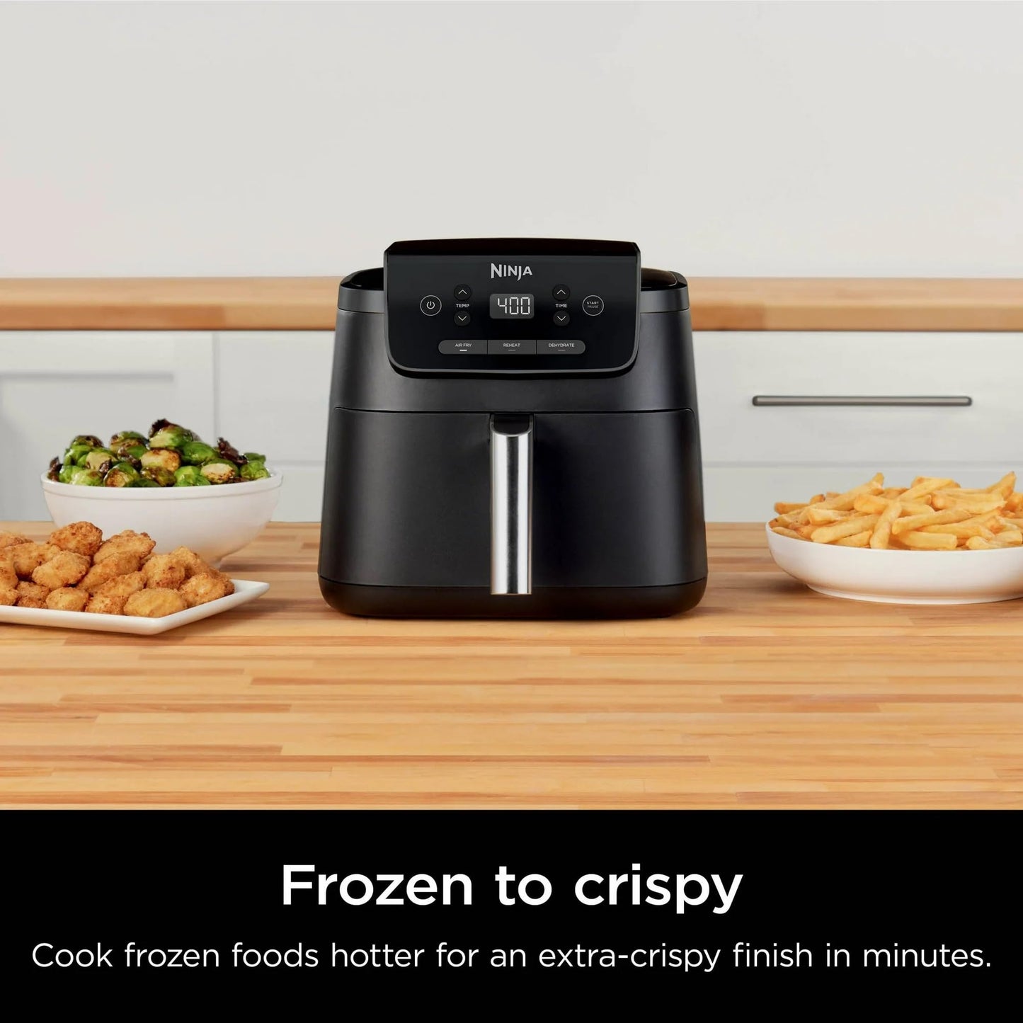 Ninja Air Fryer Pro 3-in-1 with 5 QT Capacity, Air Fry, Reheat, Dehydrate, Air Crisp Technology with 400F for hot, 120 Volts, Nonstick Basket & Crisper Plate, Black, AF140 (Renewed)