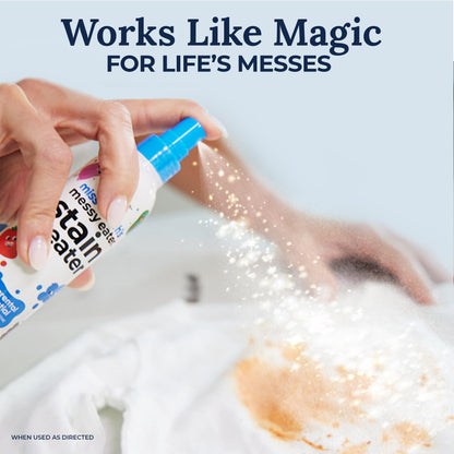 Miss Mouth's Messy Eater Stain Treater Spray - 4oz 2 Pack Stain Remover and 16oz Refill and Laundry Detergent Sheets