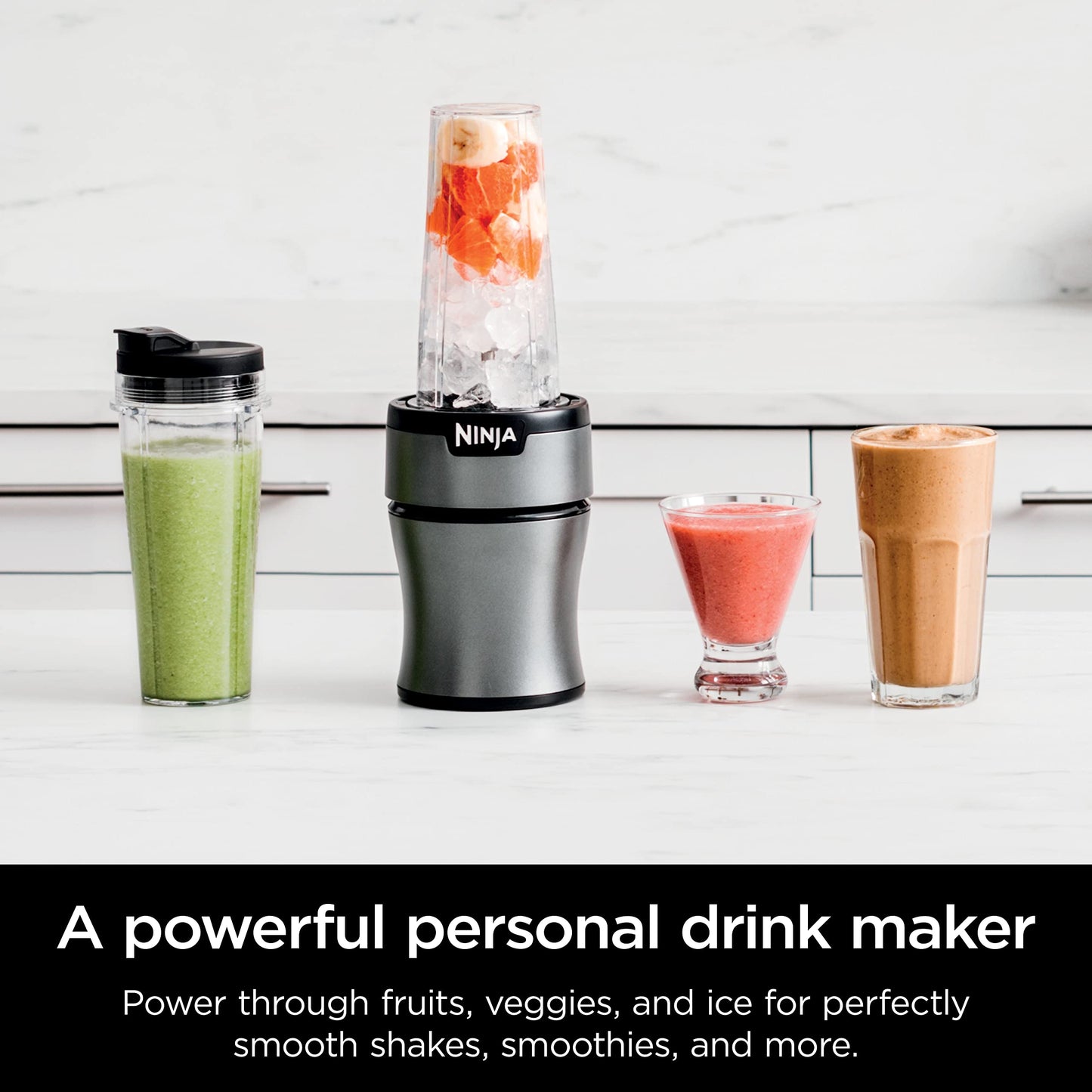 Ninja BN300C, Personal Nutri-Blender With Ice-Crushing Technology, Black/Silver, 700W
