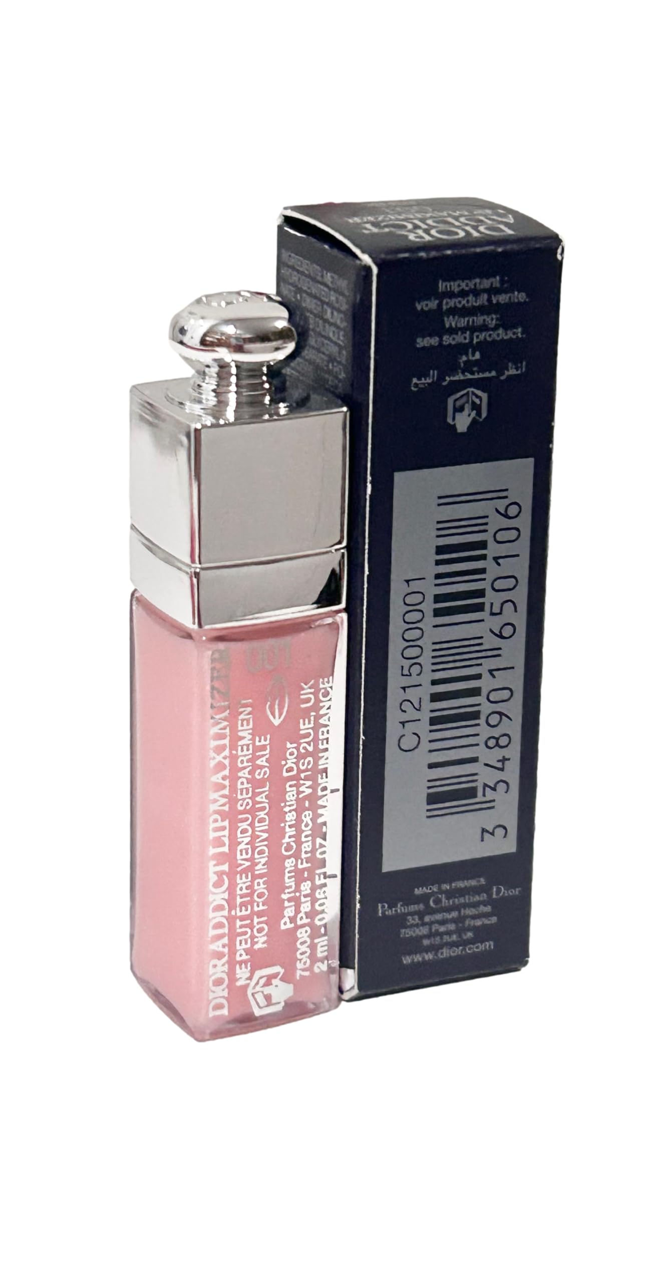 Dior Addict Lip Maximizer Lip Plumping Gloss # 001 PINK (MINI/SMALL/SAMPLE SIZE/TRAVEL SIZE) 2 ml / 0.06 fl oz- (NOTE THIS IS VERY SMALL) - 0106