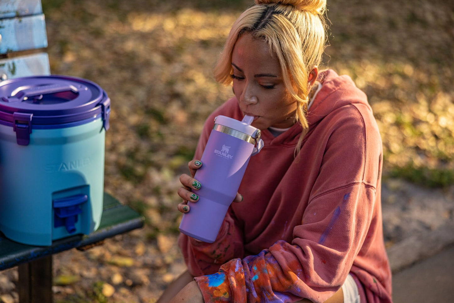 STANLEY IceFlow Stainless Steel Tumbler with Straw, Vacuum Insulated Water Bottle for Home, Office or Car, Reusable Cup with Straw Leak Resistant Flip, Lavender, 30OZ
