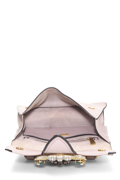Miu Miu, Pre-Loved Pink Leather Crystal Embellished Shoulder Bag, Pink