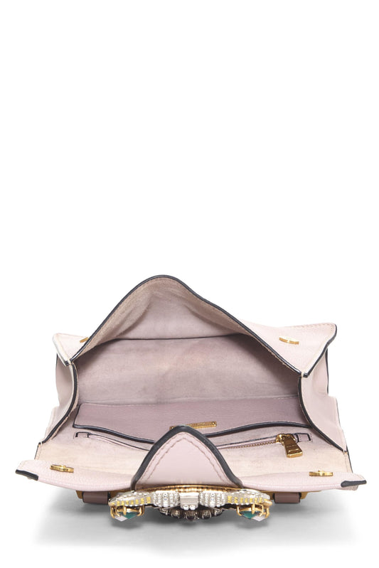 Miu Miu, Pre-Loved Pink Leather Crystal Embellished Shoulder Bag, Pink