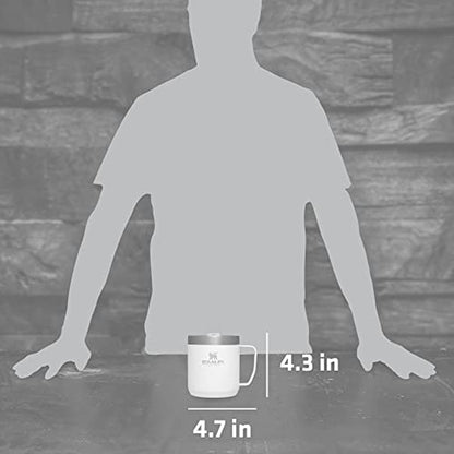 Stanley Stay-Hot Camp Mug 12 oz | Press Fit Drink Through Lid | Cup for Coffee, Tea and Drinks | Insulated Stainless Steel Coffee Mug | BPA-Free | Polar