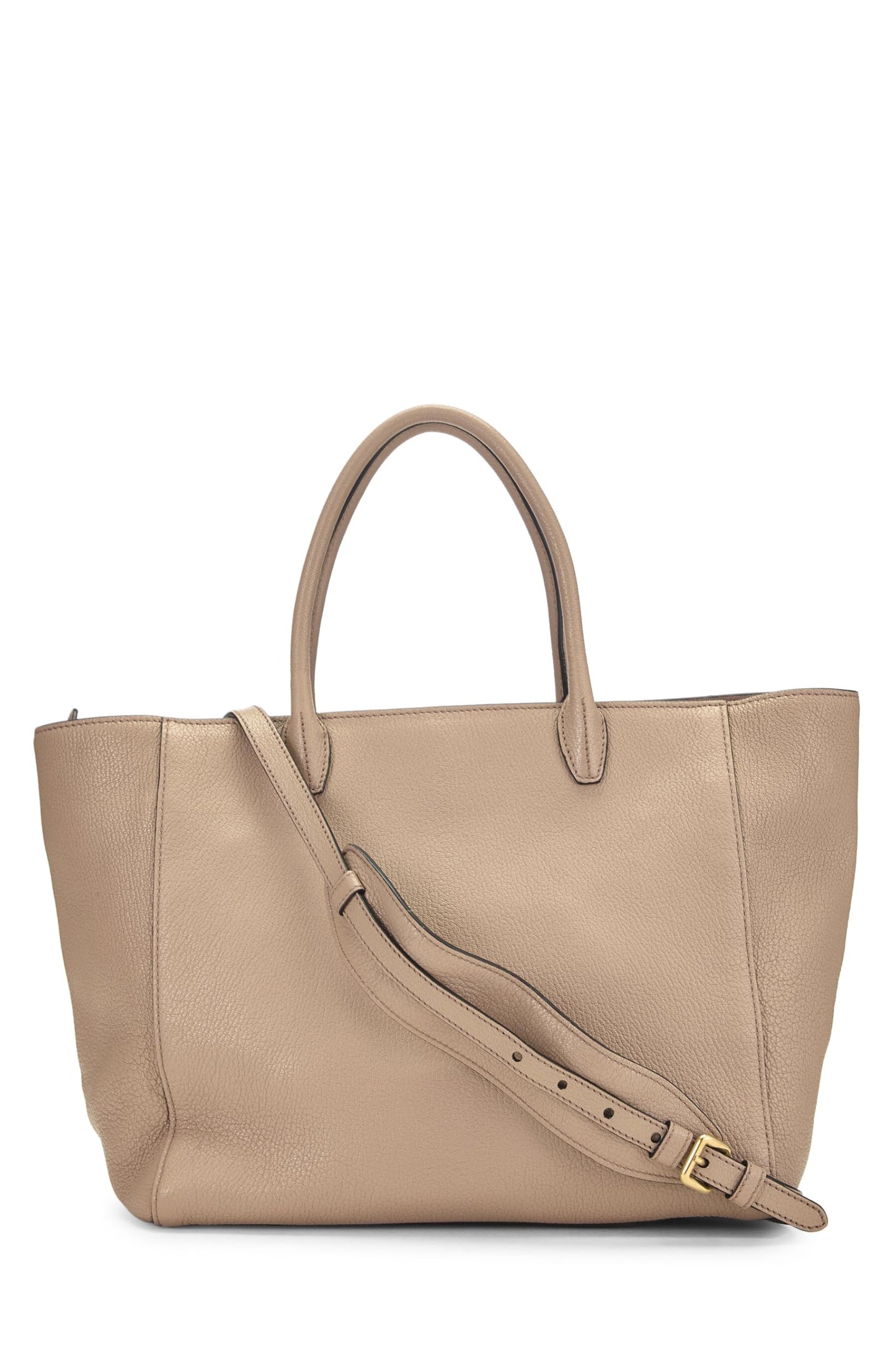 Miu Miu, Pre-Loved Pink Leather Madras Front Zip Pocket Tote Medium, Pink