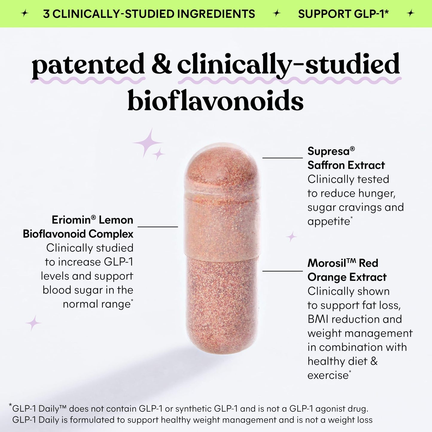 Lemme GLP-1 Daily, Clinically Studied Ingredients to Reduce Hunger & Cravings, Promote GLP-1 Production, Support Fat Loss and Weight Management, 1 Month Supply (60 Capsules)
