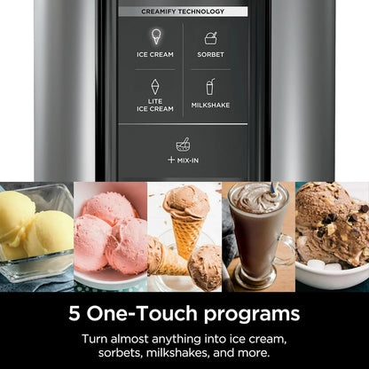 Ninja CREAMi Ice Cream Maker, 5 One-Touch Programs, Includes (2) 16oz Pints with Lids, Transform Frozen Bases to Ice Cream, Sorbets, Milkshakes, Vegan, Dairy-Free Options, NC300 White (Renewed)