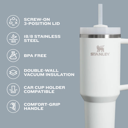 STANLEY Quencher H2.0 Tumbler with Handle and Straw 40 oz | Flowstate 3-Position Lid | Cup Holder Compatible for Travel | Insulated Stainless Steel Cup | BPA-Free | Tigerlily Plum