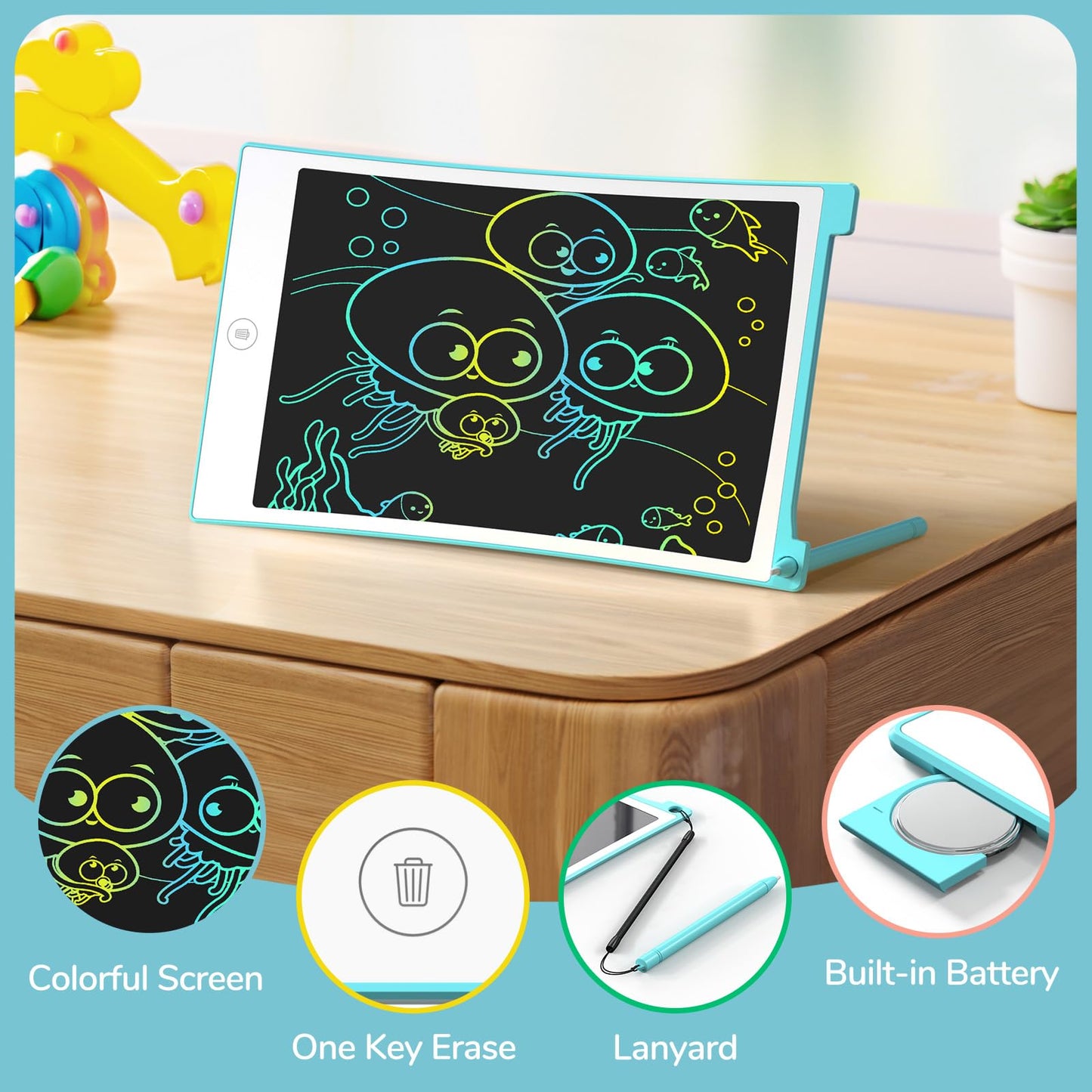 TECJOE 2 Pack LCD Writing Tablet, 8.5 Inch Colorful Doodle Board Drawing Tablet for Kids, Christmas Stocking Stuffers Birthday Gifts Travel Games Toys for Age 3 4 5 6 Boys Girls Toddles