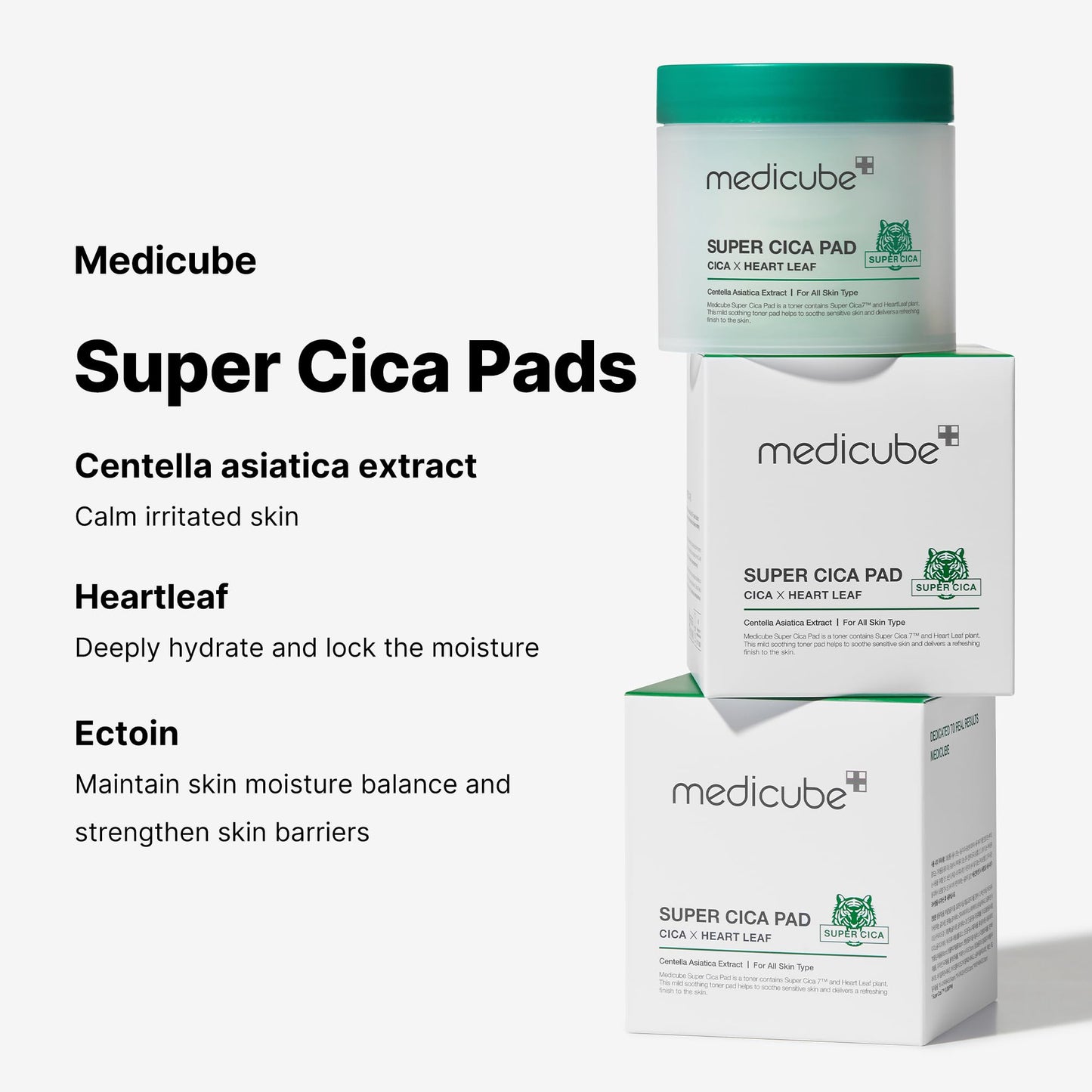 medicube Super CICA Pad - CICA x Heart Leaf - Vegan Certified - 70 Pads/Pack