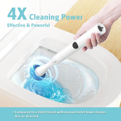 AIR U+ Floor Scrub Brush with Long Handle and Electric Toilet Brush Set with 5 Disposable Refill Heads