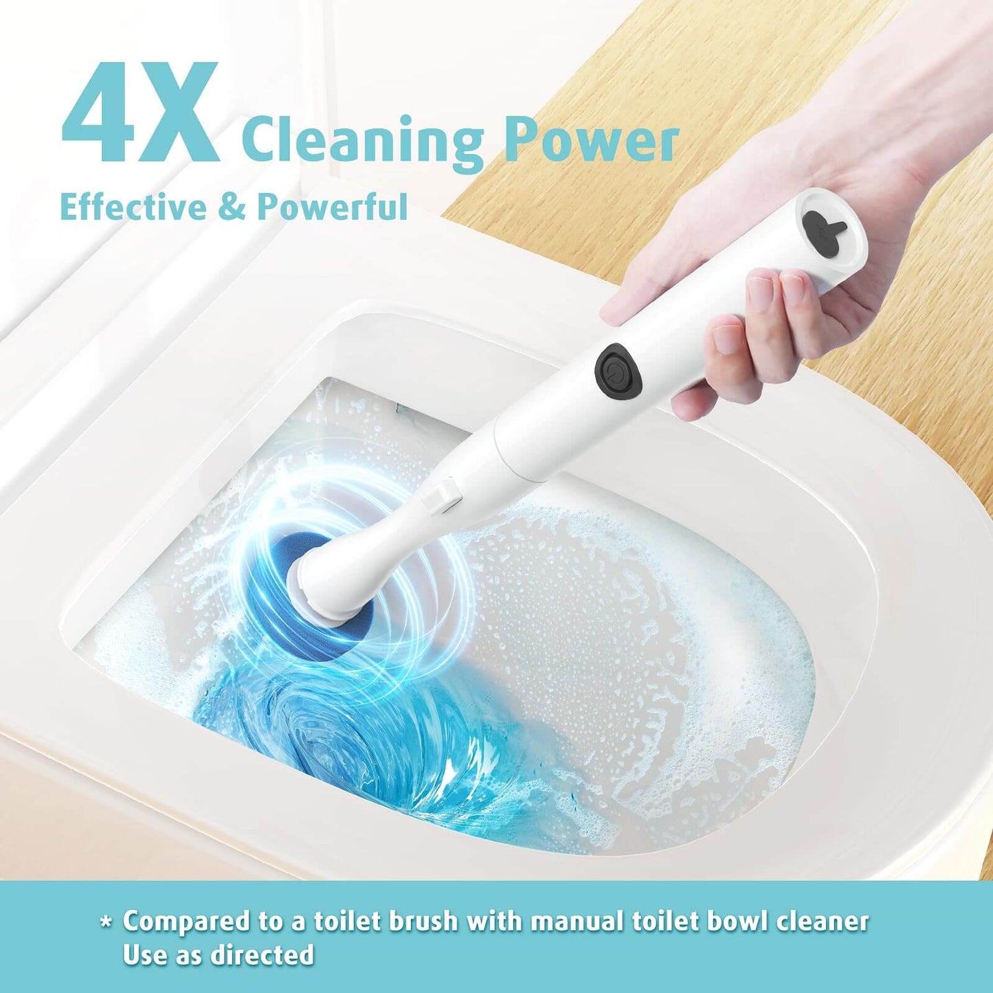 AIR U+ Electric Toilet Brush and Holder Set with 25 Disposable Refill Heads, Rechargeable & Wall-Mounted No Drilling Powerful Disposable Toilet Bowl Cleaner Wand