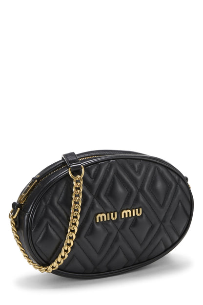 Miu Miu, Pre-Loved Black Calfskin Diamond Quilted Shoulder Bag, Black