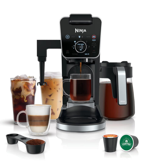 Ninja R-CFP300 DualBrew Pro Specialty 12-Cup Coffee Maker with Glass Carafe, K-Cup, 4 Brew Styles, Built-In Frother, Black - Certified Refurbished