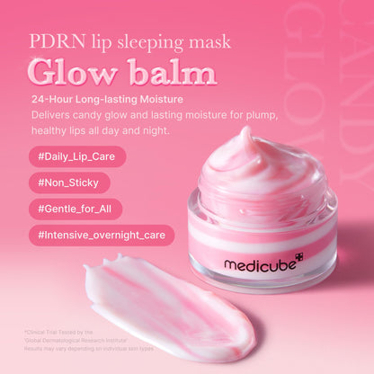 medicube PDRN lip sleeping mask glow balm | Salmon PDRN, Collagen, Shea Butter for Softer Lips, Long-lasting Moisture, Overnight and daily lip care, Korean Skincare 0.35 oz.